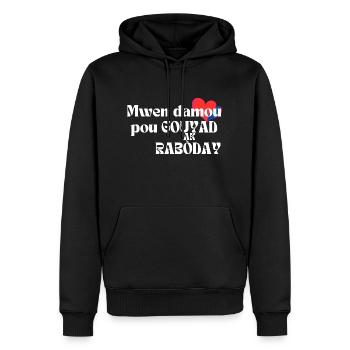 Damou pou gouyad ak rabòday transparent - Sweat à capuche Premium bio Homme - noir - Devant - Nico (187cm)