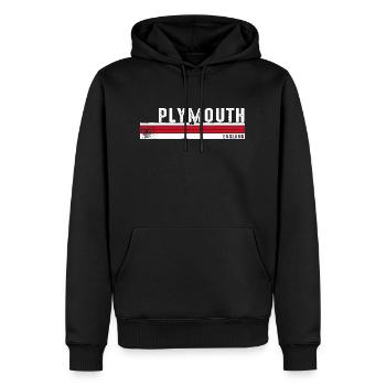 Plymouth, Angleterre, Vintage Design - Sweat à capuche Premium bio Homme - noir - Devant - Nico (187cm)