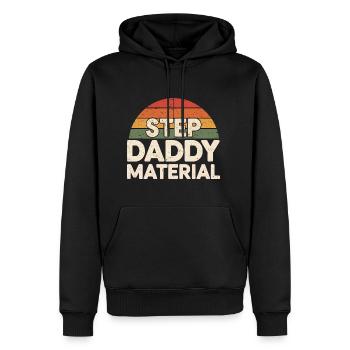 Step Daddy Material 18 - Männer Premium Bio Hoodie - Schwarz - Vorne - Nico (187cm)