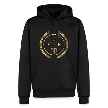 Jungfrau Sternzeichen | "VIR" männliche Version - Männer Premium Bio Hoodie - Schwarz - Vorne - Nico (187cm)
