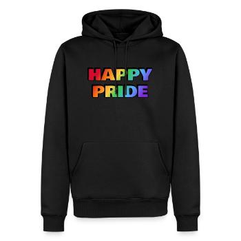HAPPY PRIDE - Men’s Premium Organic Hoodie - black - Front - Nico (187cm)