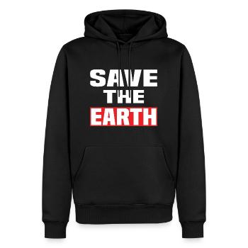 Save The Earth - Männer Premium Bio Hoodie - Schwarz - Vorne - Nico (187cm)