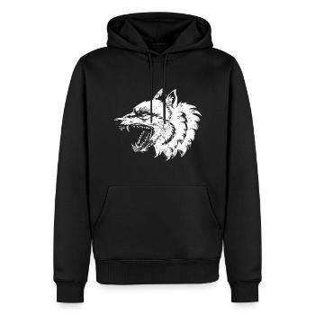 Wolf Illustration - Männer Premium Bio Hoodie - Schwarz - Vorne - Nico (187cm)