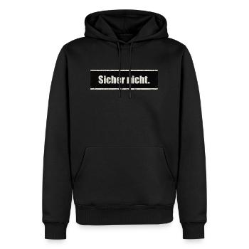 Text Sicher nicht - Männer Premium Bio Hoodie - Schwarz - Vorne - Nico (187cm)