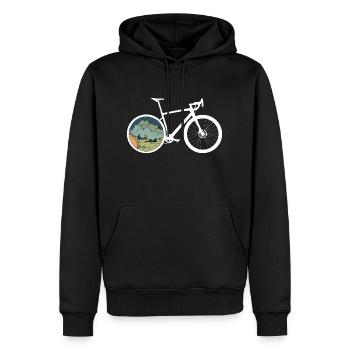 Gravel Bike Camp Rennrad Fahrrad lustiges Geschenk - Männer Premium Bio Hoodie - Schwarz - Vorne - Nico (187cm)