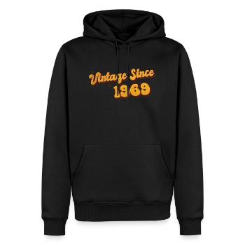 Millésime depuis 1969 54 ans - Groovy 54ème - Sweat à capuche Premium bio Homme - noir - Devant - Nico (187cm)