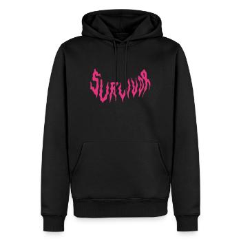 Survivor Typo Pink - Männer Premium Bio Hoodie - Schwarz - Vorne - Nico (187cm)