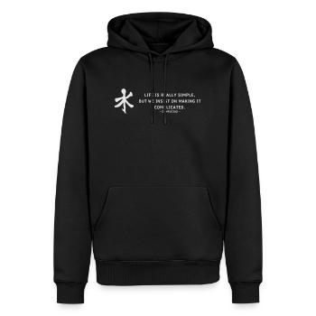 Life is really - Confucius - Männer Premium Bio Hoodie - Schwarz - Vorne - Nico (187cm)
