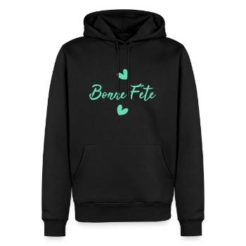 FÊTE DES MÈRES. BONNE FÊTE MAMAN. MAMAN. JE T'AIME - Sweat à capuche Premium bio Homme - noir - Devant - Nico (187cm)