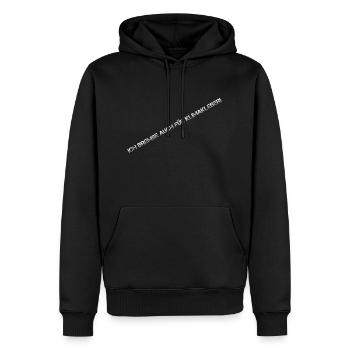 ICH BREMSE AUCH FÜR KLIMAKLEBER erodiert - Männer Premium Bio Hoodie - Schwarz - Vorne - Nico (187cm)