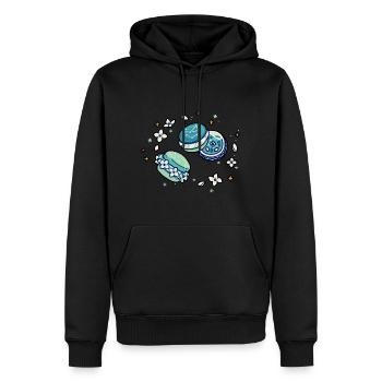 Macarons frais - Sweat à capuche Premium bio Homme - noir - Devant - Nico (187cm)