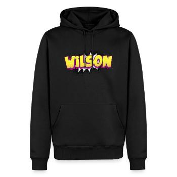 Wilson Benutzerdefinierter Name Comic-Buch-Stil Pop-Art, - Männer Premium Bio Hoodie - Schwarz - Vorne - Nico (187cm)