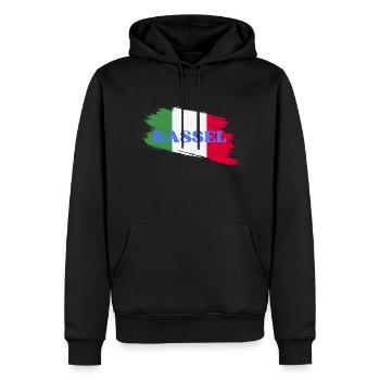 Kassel - Männer Premium Bio Hoodie - Schwarz - Vorne - Nico (187cm)