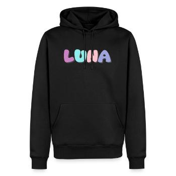 Name - Luna - Männer Premium Bio Hoodie - Schwarz - Vorne - Nico (187cm)
