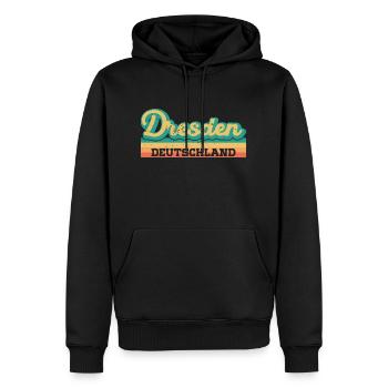 Dresde Allemagne RDA GDR Drapeau rétro - Sweat à capuche Premium bio Homme - noir - Devant - Nico (187cm)