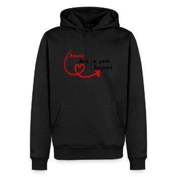 L Amour dont on parle Toujours - Sweat à capuche Premium bio Homme - noir - Devant - Nico (187cm)