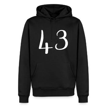 43 - Männer Premium Bio Hoodie - Schwarz - Vorne - Nico (187cm)