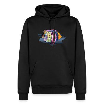 Poisson - Sweat à capuche Premium bio Homme - noir - Devant - Nico (187cm)