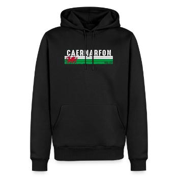 Château historique et culturel de Caernarfon au Pays de Galles - Sweat à capuche Premium bio Homme - noir - Devant - Nico (187cm)