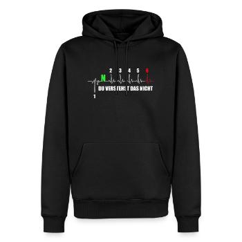 Motorcycle Heartbeat Du Verstehst Das Nicht - Männer Premium Bio Hoodie - Schwarz - Vorne - Nico (187cm)
