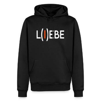 Liebe Lebe Love Live Sprüche I Love - Männer Premium Bio Hoodie - Schwarz - Vorne - Nico (187cm)