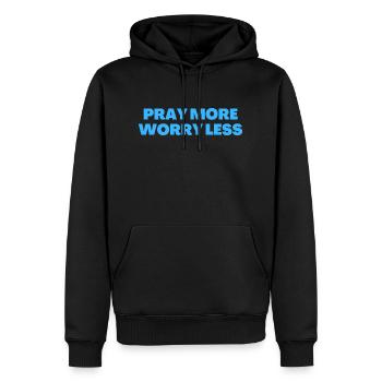 Pray More Worry Less - Christian Quotes - Men’s Premium Organic Hoodie - black - Front - Nico (187cm)