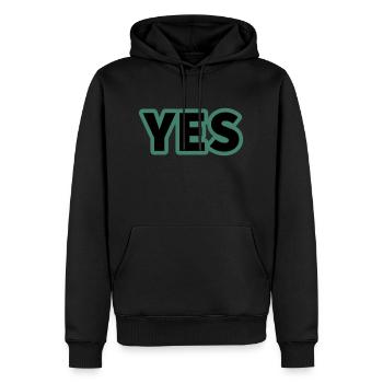 YES - Men’s Premium Organic Hoodie - black - Front - Nico (187cm)