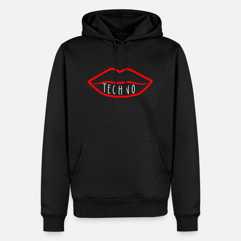 Techno-Musik-Lippe - Männer Premium Bio Hoodie - Schwarz