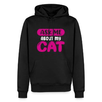 Posez-moi des questions sur mon chat - Sweat à capuche Premium bio Homme - noir - Devant - Nico (187cm)