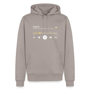 Trance - Men’s Premium Organic Hoodie - taupe - Front - Nico (187cm)
