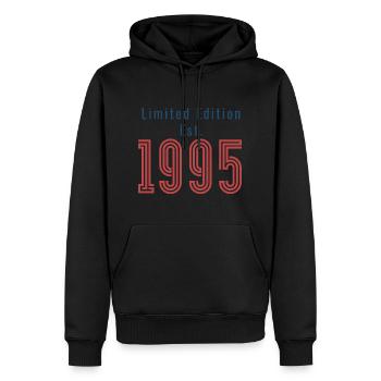 Édition limitée 1995 Anniversaire - Sweat à capuche Premium bio Homme - noir - Devant - Nico (187cm)