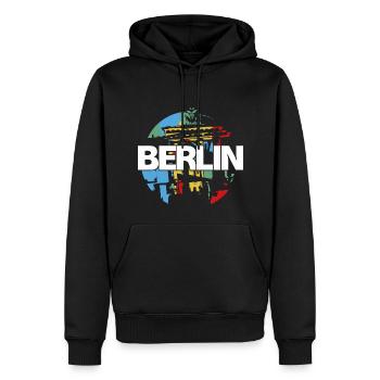 Porte de Brandebourg, Berlin, Allemagne - Sweat à capuche Premium bio Homme - noir - Devant - Nico (187cm)