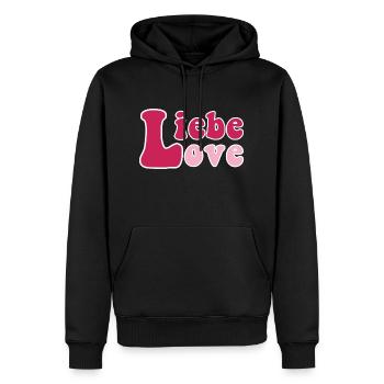 Liebe und Love - Sweat à capuche Premium bio Homme - noir - Devant - Nico (187cm)