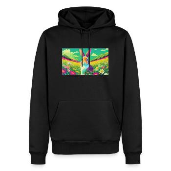 Süßes Häschen auf bunter Blumenwiese - Männer Premium Bio Hoodie - Schwarz - Vorne - Nico (187cm)