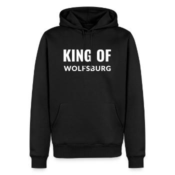 Wolfsburg King Lustiger Spruch Männer - Männer Premium Bio Hoodie - Schwarz - Vorne - Nico (187cm)