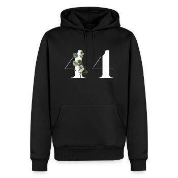 Nummer 44 Grüne Blumen - 44. Blumengeburtstag - Männer Premium Bio Hoodie - Schwarz - Vorne - Nico (187cm)