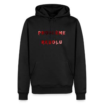 Issue Resolved - Men’s Premium Organic Hoodie - black - Front - Nico (187cm)