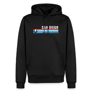 San Diego Kalifornien Vintage Retro Küstenstil - Männer Premium Bio Hoodie - Schwarz - Vorne - Nico (187cm)