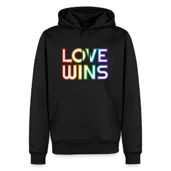 Love Wins arc-en-ciel LGBTQ gay pride slogan - Sweat à capuche Premium bio Homme - noir - Devant - Nico (187cm)