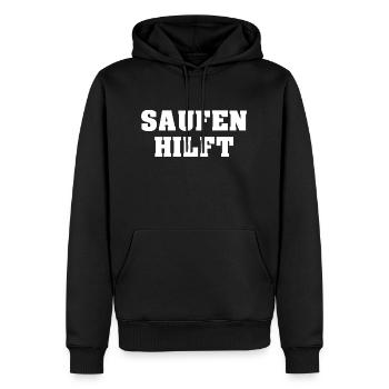 Saufen Hilft Lustiger Trinker Spruch - Männer Premium Bio Hoodie - Schwarz - Vorne - Nico (187cm)