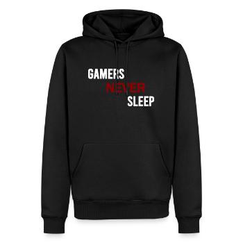 Gamers never sleep - Sweat à capuche Premium bio Homme - noir - Devant - Nico (187cm)