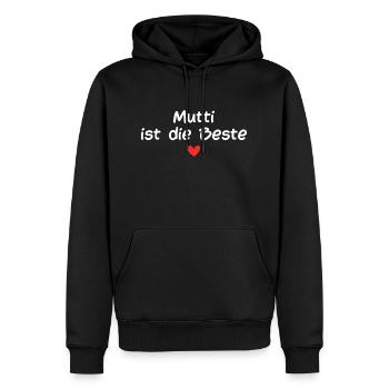 Mutti ist die Beste - Männer Premium Bio Hoodie - Schwarz - Vorne - Nico (187cm)