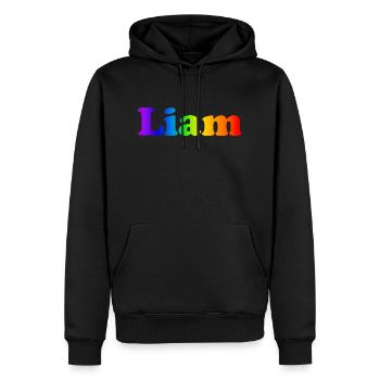 Liam - Men’s Premium Organic Hoodie - black - Front - Nico (187cm)