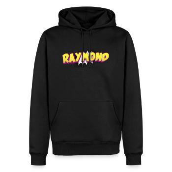 Raymond Nom personnalisé Style bande dessinée Pop Art, - Sweat à capuche Premium bio Homme - noir - Devant - Nico (187cm)