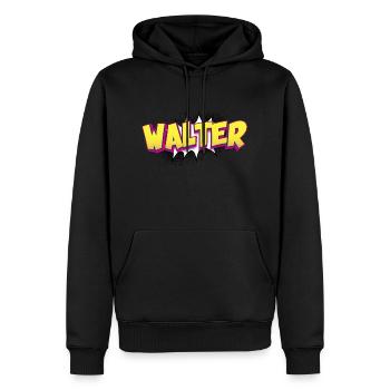 Walter nom personnalisé bande dessinée Style Pop Art, - Sweat à capuche Premium bio Homme - noir - Devant - Nico (187cm)