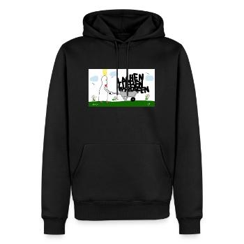 Lachen, lieben, schlafen. - Männer Premium Bio Hoodie - Schwarz - Vorne - Nico (187cm)