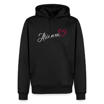 Arianna Nom de famille Prénom Coeur Rose - Sweat à capuche Premium bio Homme - noir - Devant - Nico (187cm)