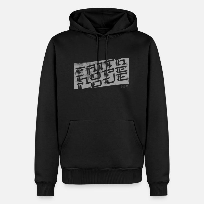 Glaube Hoffnung Liebe - Grau - Männer Premium Bio Hoodie - Schwarz