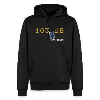 103 dB (Tontechnik in der Schweiz) - Männer Premium Bio Hoodie - Schwarz - Vorne - Nico (187cm)