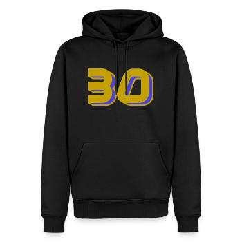 30. 30 ANS. 30e ANNIVERSAIRE. ANNIVERSAIRE 30 ANS. - Sweat à capuche Premium bio Homme - noir - Devant - Nico (187cm)